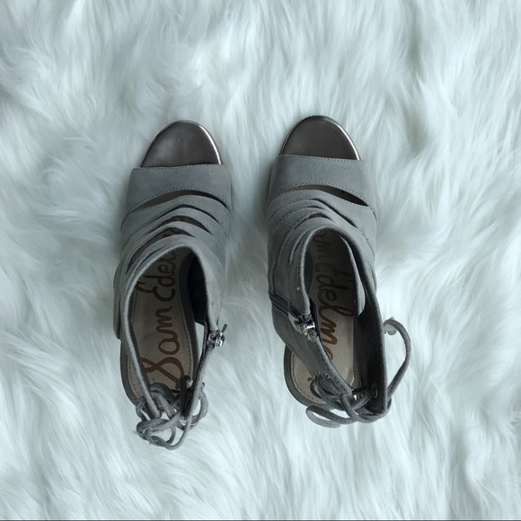 Sam Edelman Gray open toe tie up w/ zipper heels - Picture 4 of 8